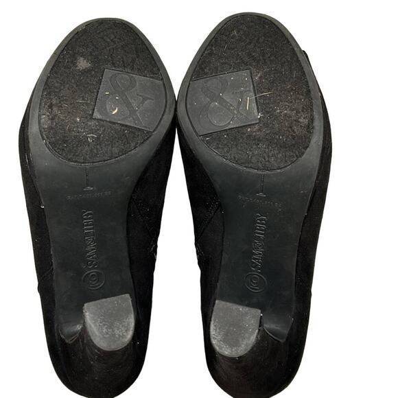Sam Libby Black Suede Booties peep toe Size 9 Preowned - Picture 10 of 10